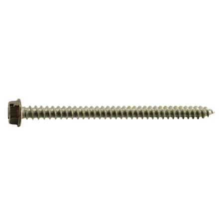 Sheet Metal Screw, #8 X 2-1/2 In, Painted 18-8 Stainless Steel Hex Head Combination Drive, 12 PK